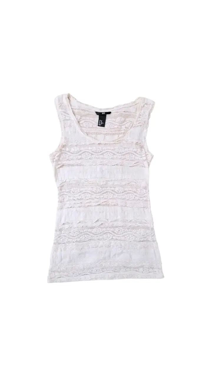 Blusa sin mangas de encaje H&M blanca
