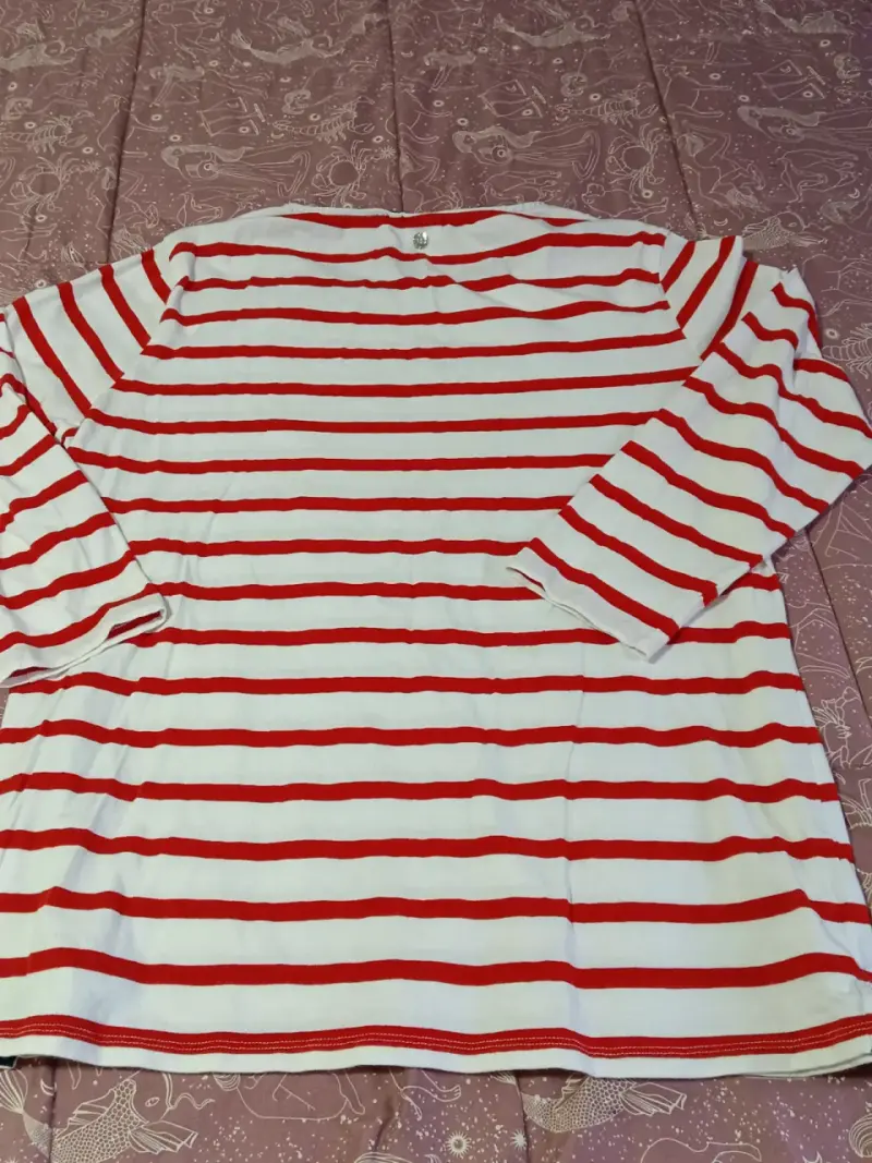 Polera de rayas rojas y blancas Elle talla L - 3