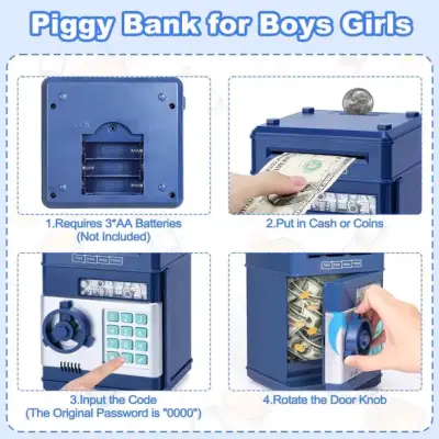 Caja fuerte electrónica para niños azul - miniatura 5