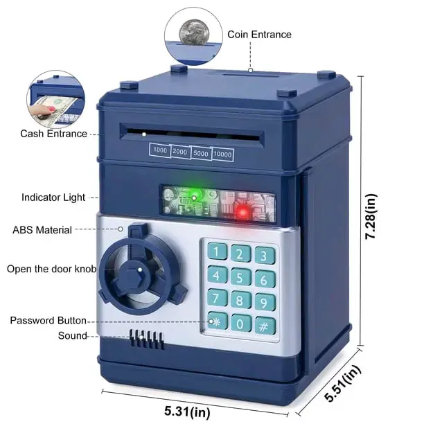 Caja fuerte electrónica para niños azul - 6