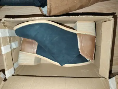 Botines de eco-cuero negro y marrón para mujer n35 - miniatura 1