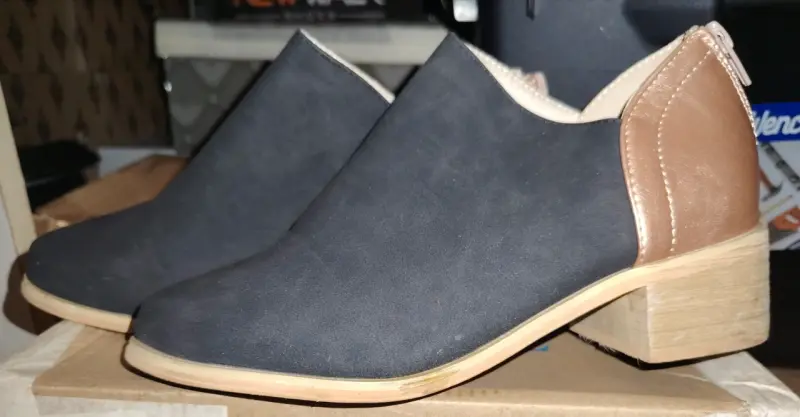 Botines de eco-cuero negro y marrón para mujer n35 - 2