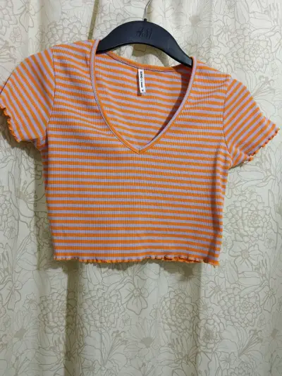 Polera a rayas naranja y blanca H&M - miniatura 1