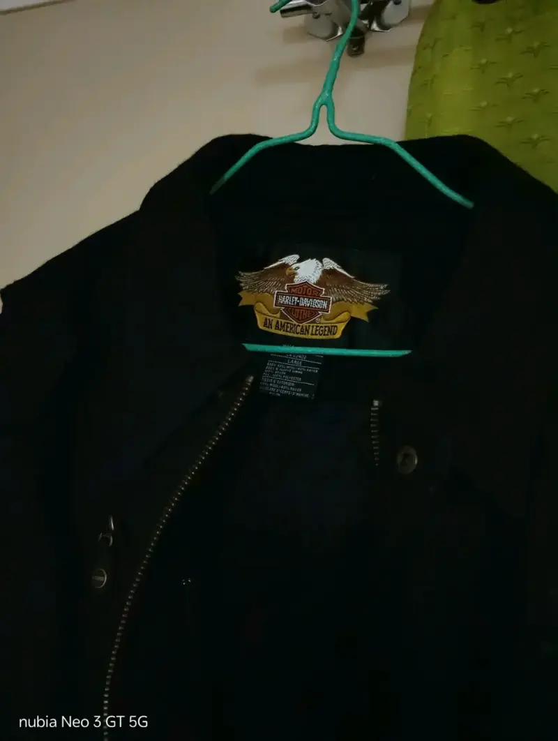 Chaqueta de lana Harley-Davidson negra con parches - 3