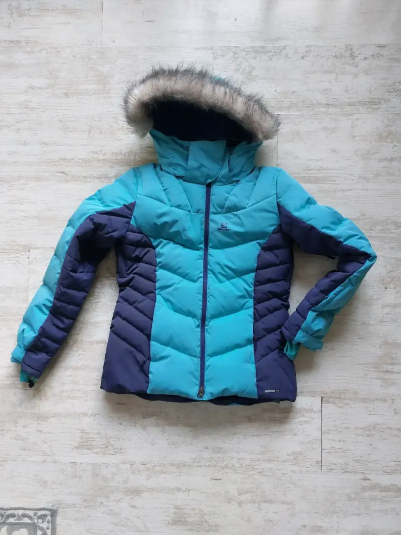 Parka de ski Salomon azul con capucha - 1