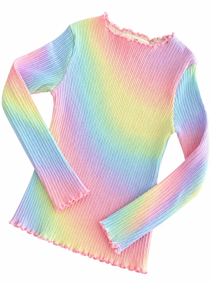 Polera de manga larga arcoíris para mujer