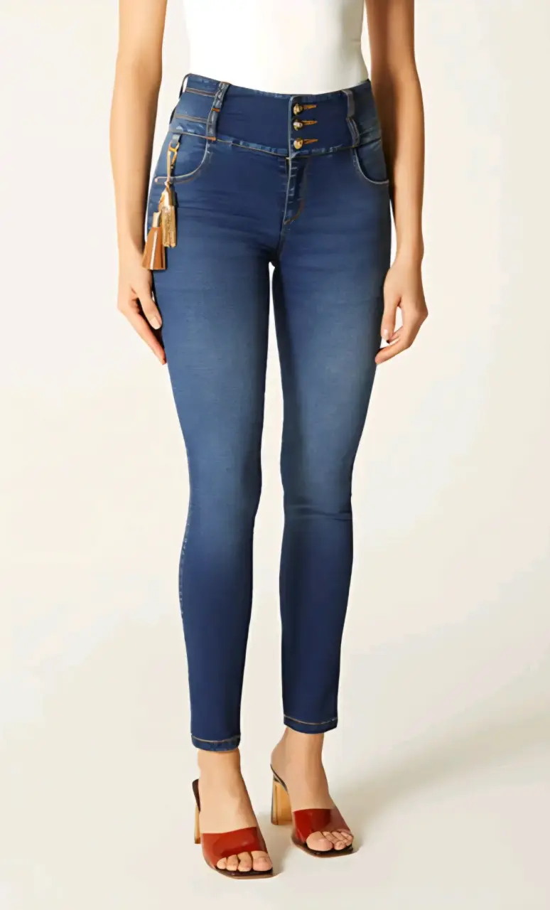 Jeans ajustados de mezclilla azul oscuro talla M