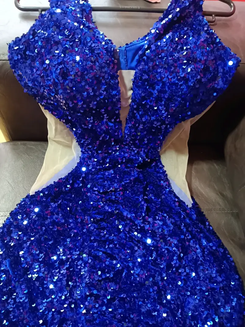 Vestido de noche azul con lentejuelas - 2