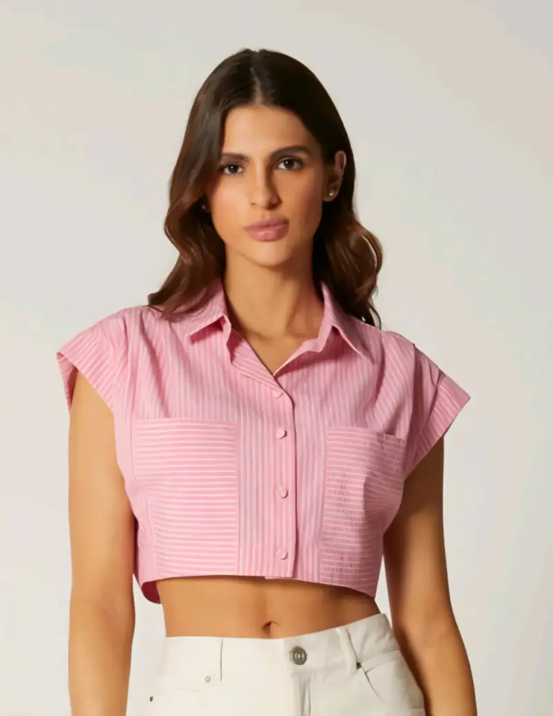 Blusa a rayas rosadas Studio F talla S