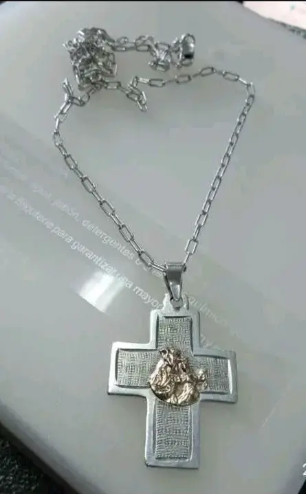 Colgante más cadena, plata y oro - 1