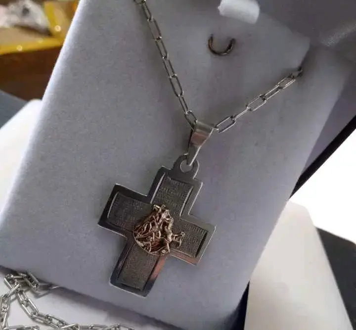 Colgante más cadena, plata y oro - 2