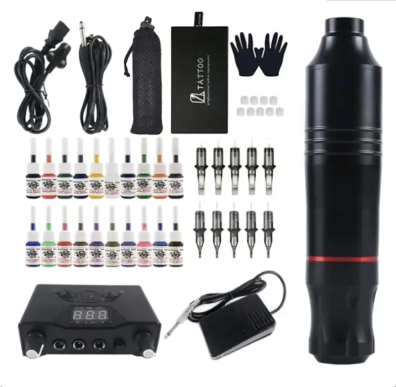 Kit de Tatuaje Profesional Completo con Tintas y Agujas