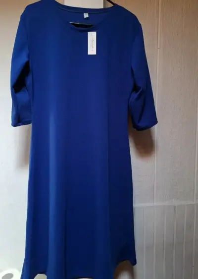 Vestido azul de manga corta elegante - miniatura 1