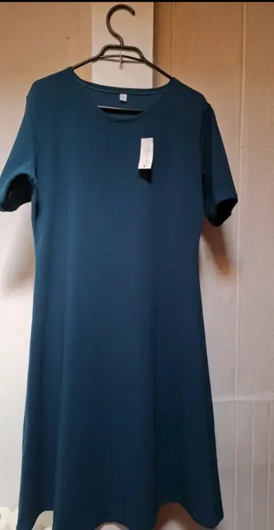 Vestido azul de manga corta elegante - miniatura 2
