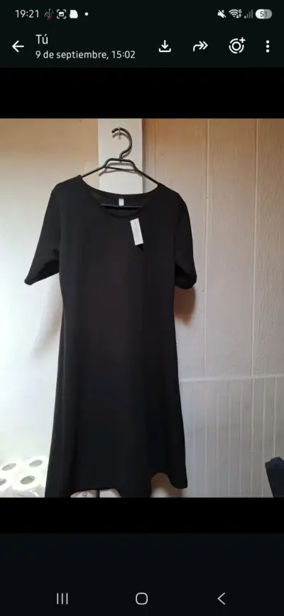 Vestido azul de manga corta elegante - miniatura 4