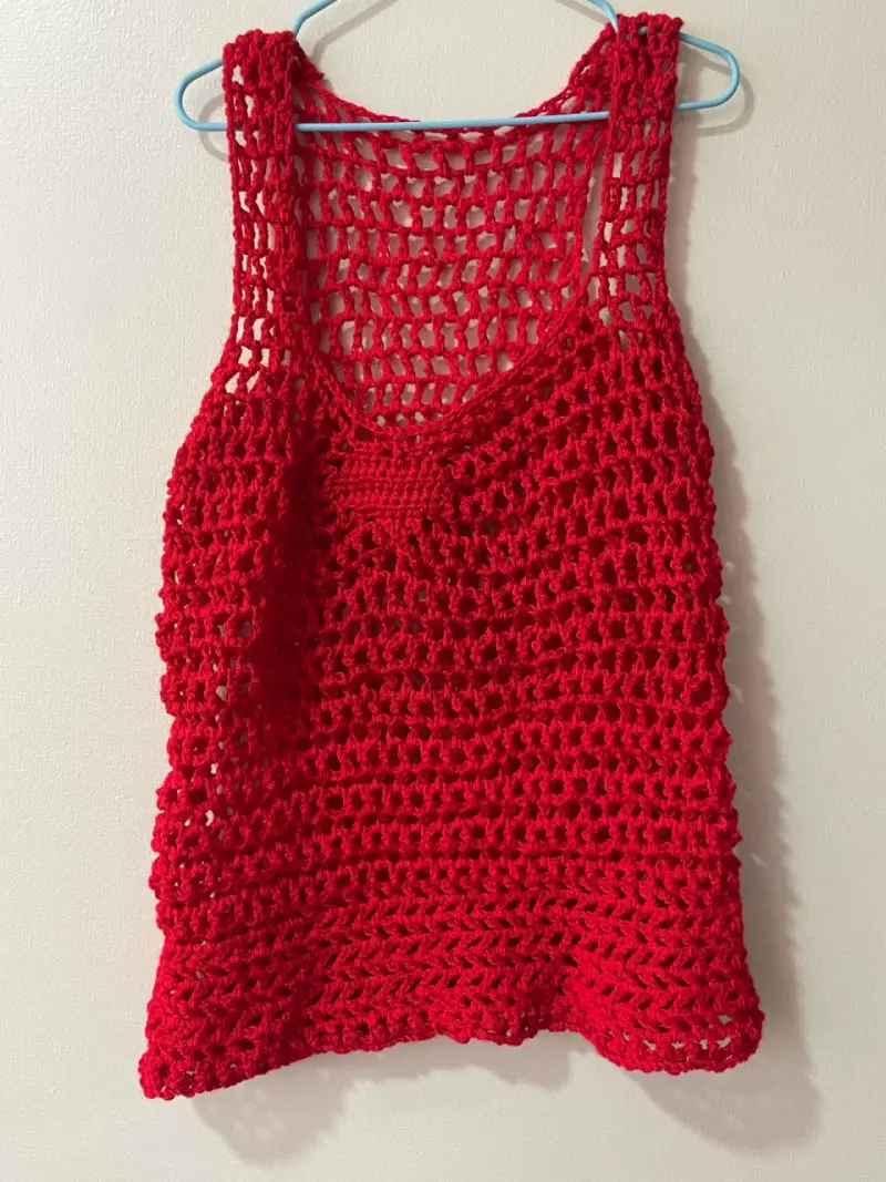 Top tejido a crochet rojo