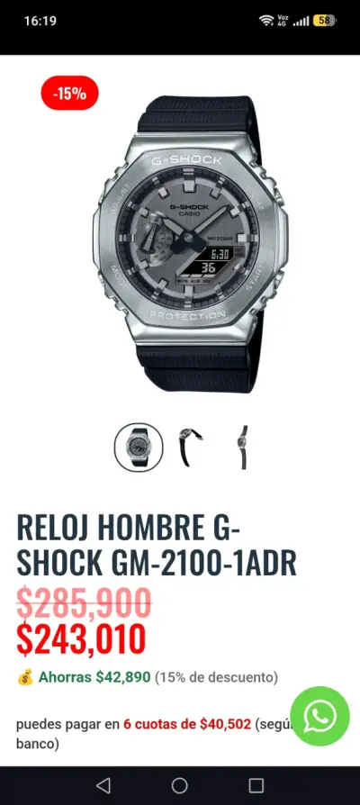 Reloj Casio G-Shock GM-2100-1ADR para Hombre - miniatura 4