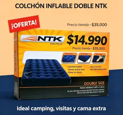 Colchón inflable doble NTK Zenite con inflador - miniatura 3