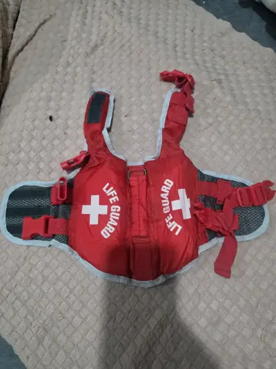 Chaleco salvavidas para perro rojo ajustable - miniatura 1