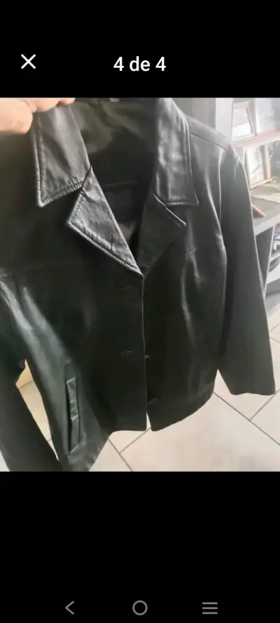 Chaqueta de cuero negra para mujer - miniatura 4