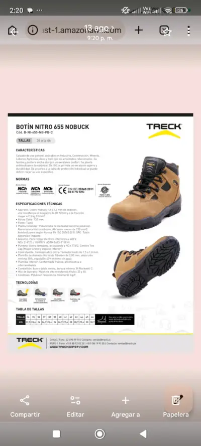 Botines de seguridad Treck Nitro 655 Nobuck - miniatura 1