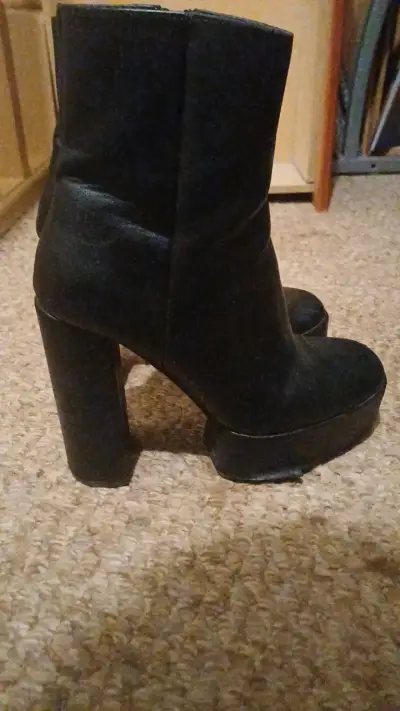 Botines de cuero negro con plataforma talla 36 - miniatura 1