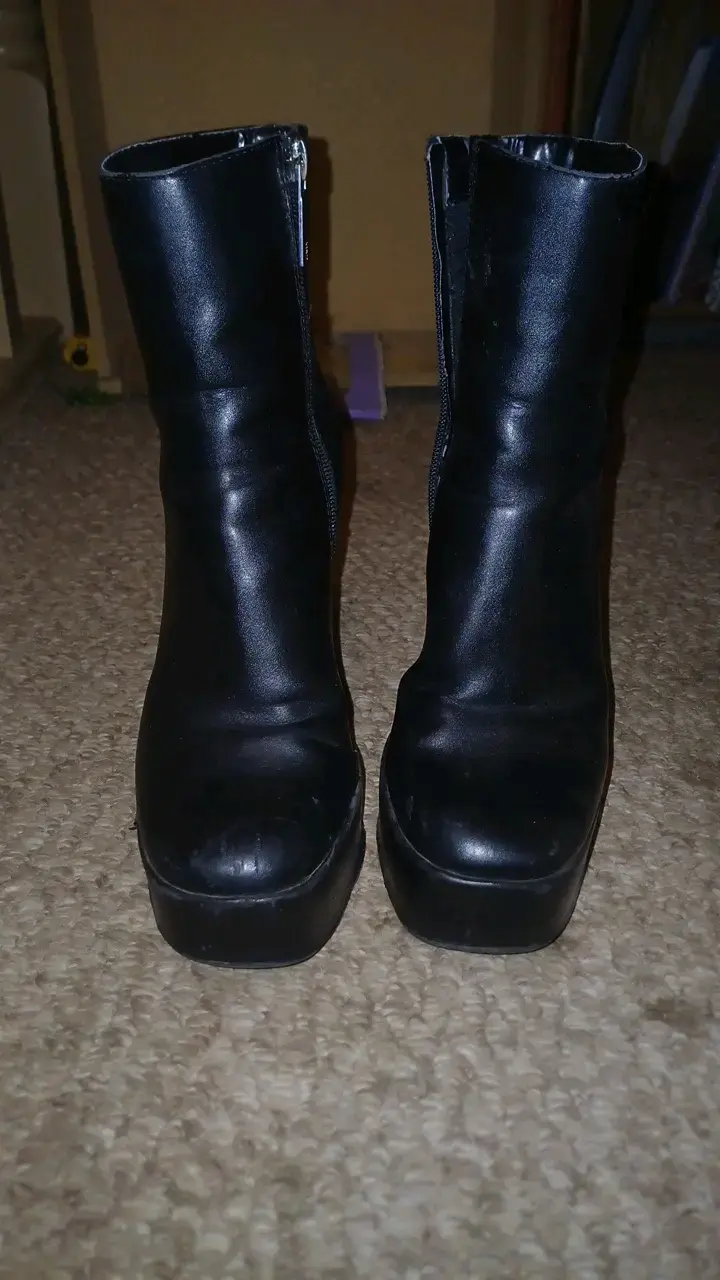 Botines de cuero negro con plataforma talla 36 - 3