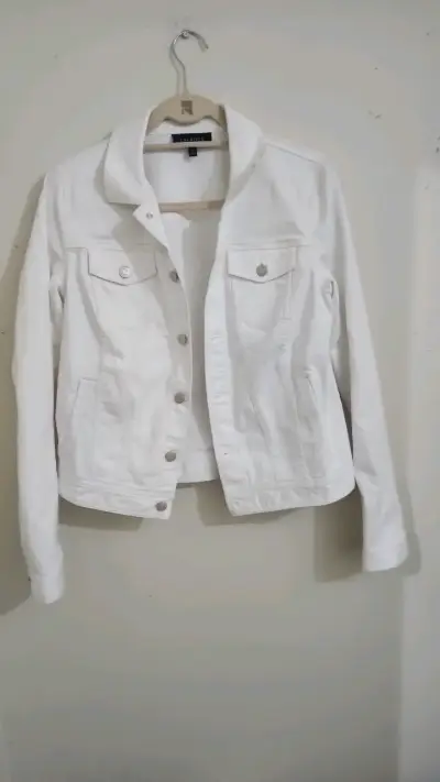 Chaqueta de mezclilla blanca Talbots para mujer - miniatura 1