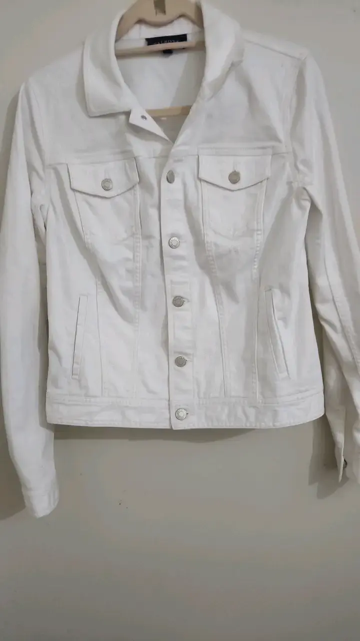 Chaqueta de mezclilla blanca Talbots para mujer - 3