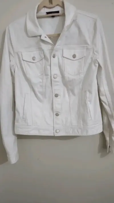 Chaqueta de mezclilla blanca Talbots para mujer - miniatura 3
