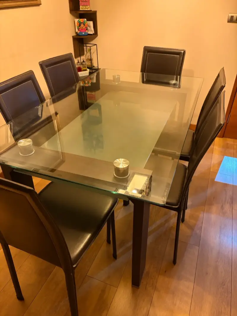 Mesa de comedor de vidrio 150x90 cm + 6 sillas - 2