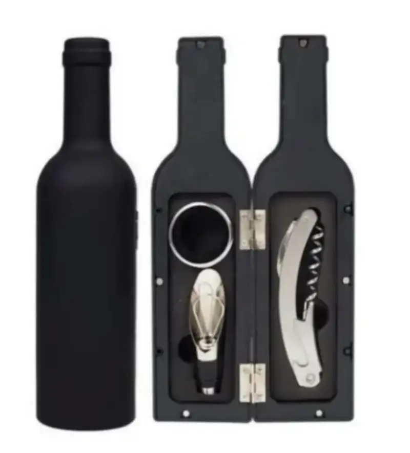 Set de accesorios para vino en estuche botella