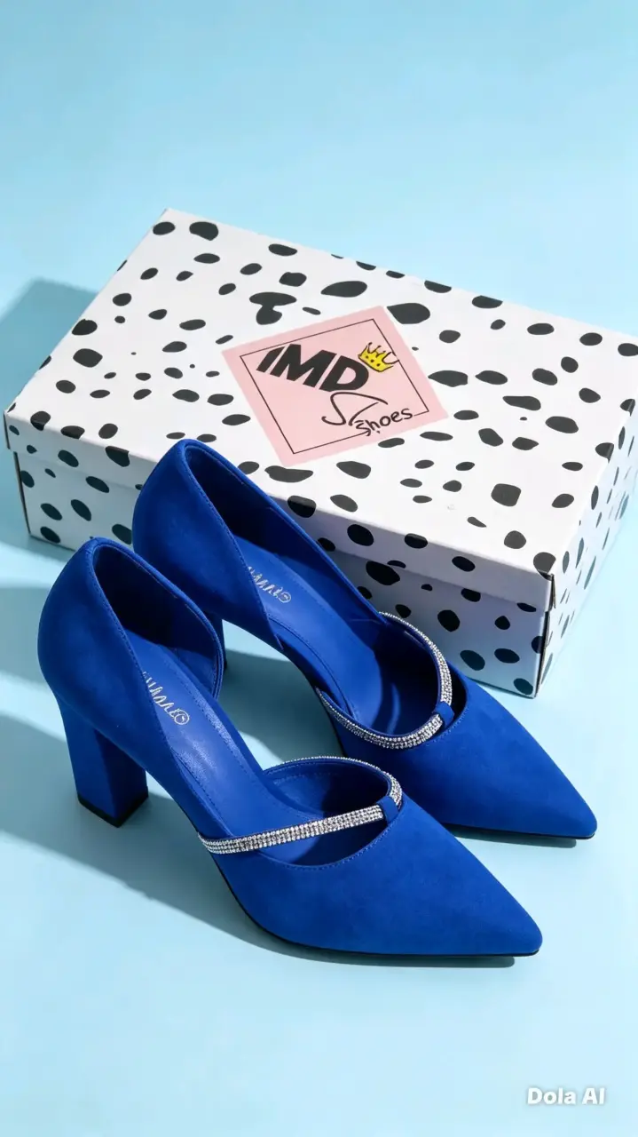 Zapatos de Tacón Azul con Detalle de Brillo IMD
