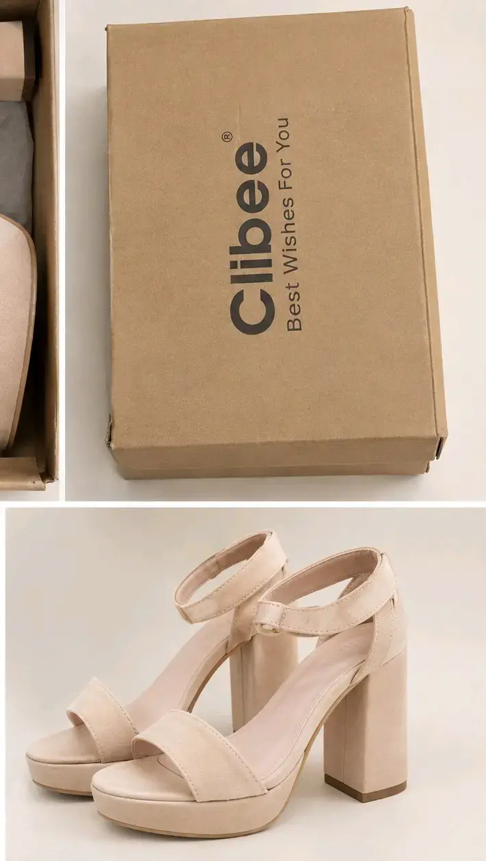 Sandalias de tacón alto beige Clibee