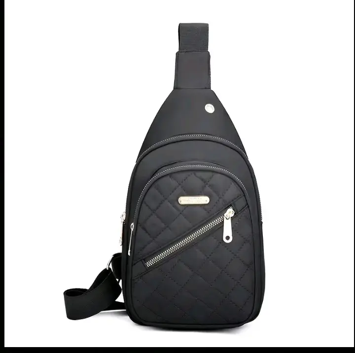 Mochila cruzada negra con diseño acolchado - 5