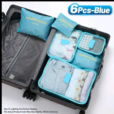 Set de 6 bolsas organizadoras de viaje azules - miniatura 1