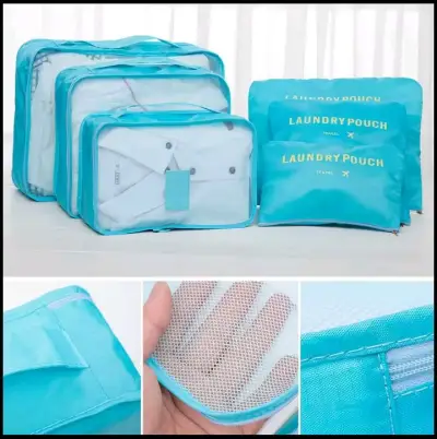 Set de 6 bolsas organizadoras de viaje azules - miniatura 2