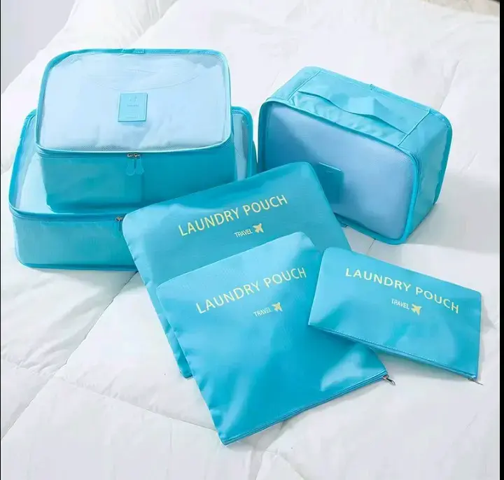 Set de 6 bolsas organizadoras de viaje azules - 3