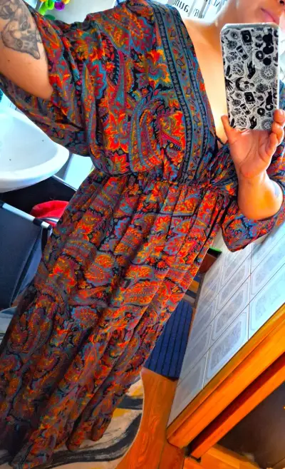 Vestido de Seda largo bohemio - miniatura 1