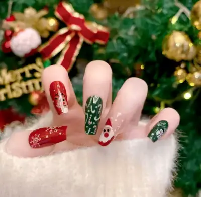 Uñas postizas navideñas decoradas - miniatura 1