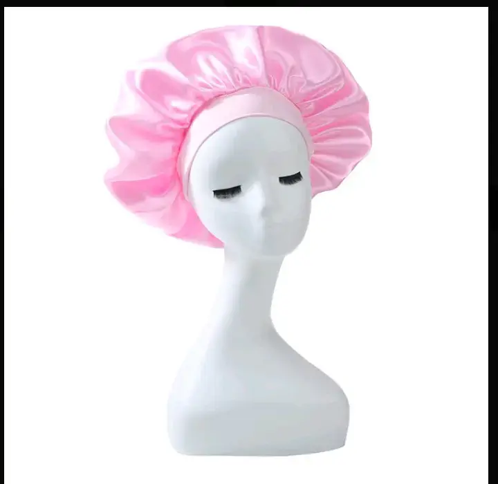 Gorro de satén para dormir rosa - 3