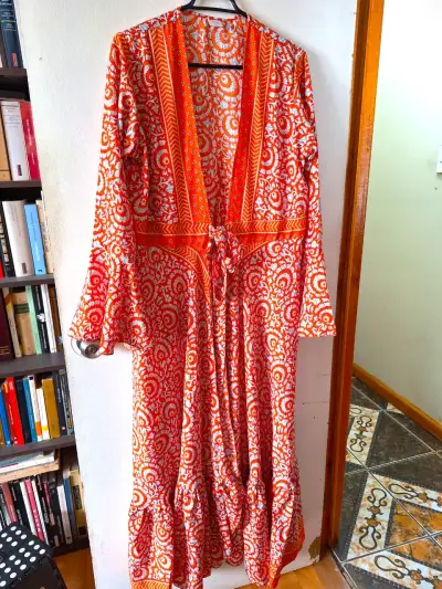 Kimono de Seda largo bohemio estampado - miniatura 1