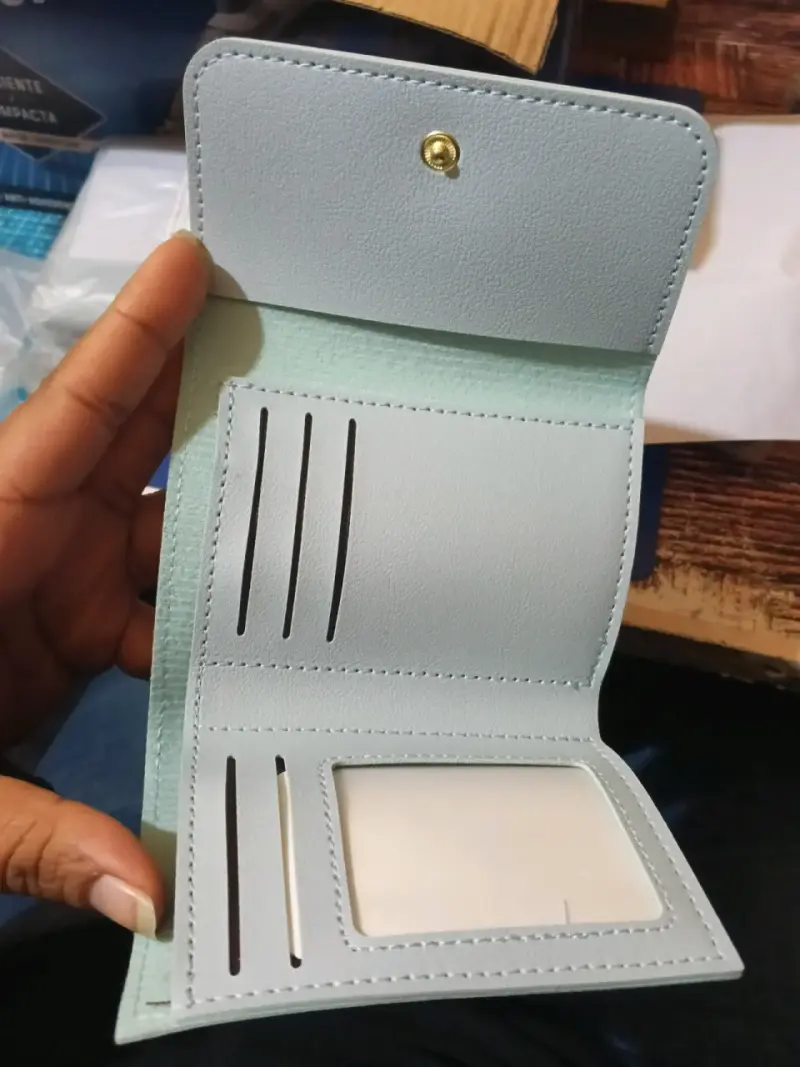 Billetera de cuero sintético mujer en azul y negro - 3