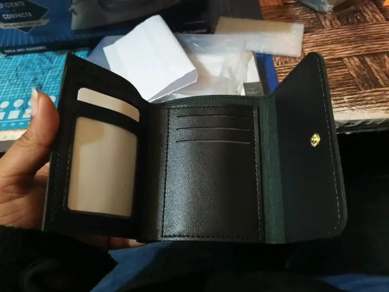 Billetera de cuero sintético mujer en azul y negro - 4