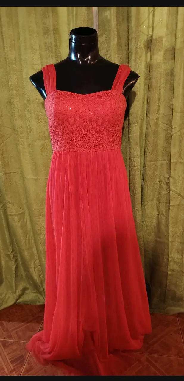 Vestido largo rojo elegante para fiesta - 1