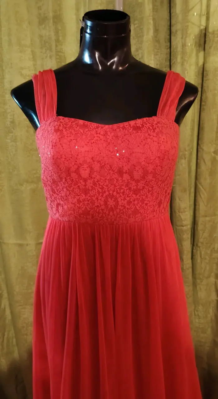 Vestido largo rojo elegante para fiesta - 5