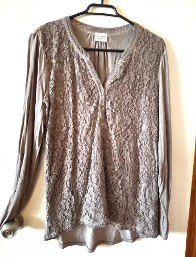 Blusa de encaje gris taupe Umbrale M - miniatura 1