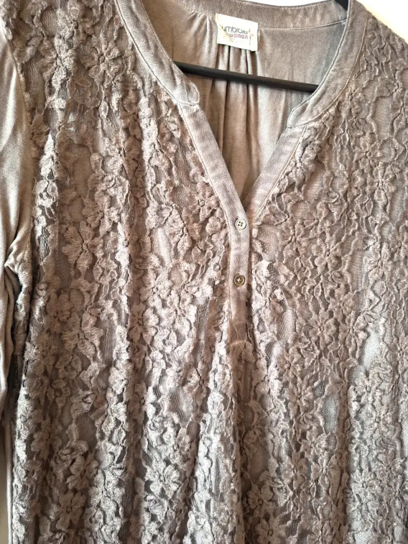Blusa de encaje gris taupe Umbrale M - 4