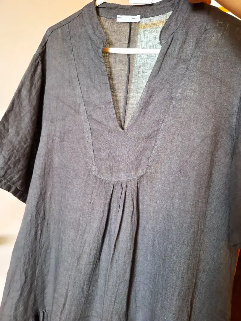 Vestido largo gris de Lino para mujer - 3