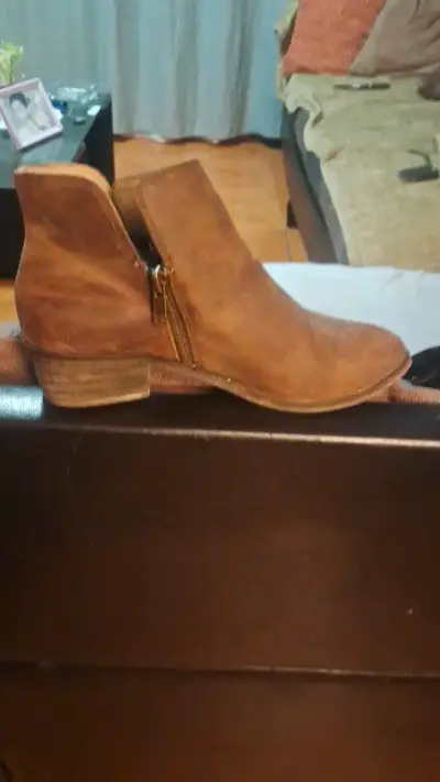 Botines de cuero marrón con cierre lateral - miniatura 1